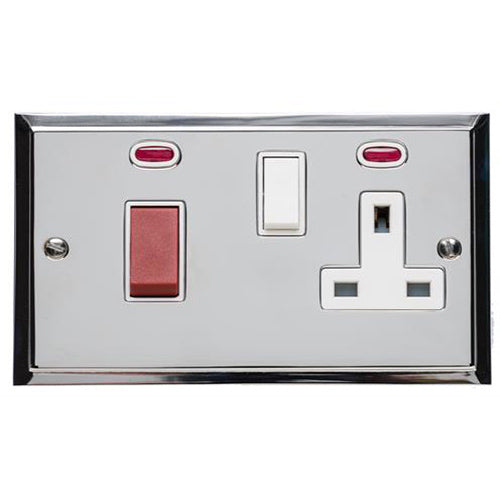 Elite Stepped Plate Range Polished Chrome Switches & Sockets, S02 - 45A Cooker Unit + 13A Socket by Heritage Brass By M-Marcus