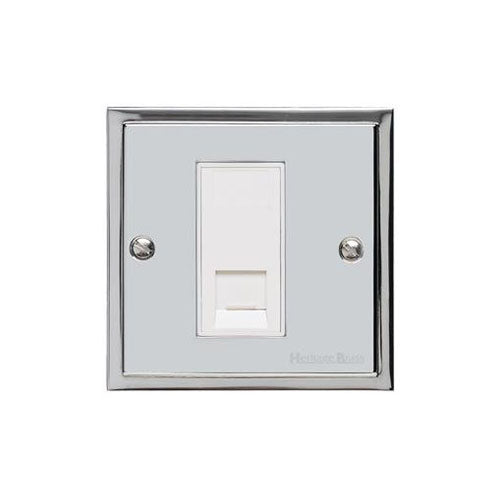 Elite Stepped Plate Range Polished Chrome Switches & Sockets, S02 - 1 Gang RJ45 by Heritage Brass By M-Marcus
