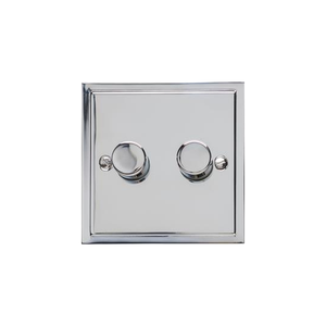 Elite Stepped Plate Range Polished Chrome Switches & Sockets, S02 - 2 Gang Dimmer 400 watts (Compatible with halogen/ incandescent bulbs) by Heritage Brass By M-Marcus