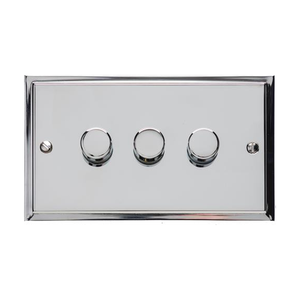 Elite Stepped Plate Range Polished Chrome Switches & Sockets, S02 - 3 Gang Dimmer 400 watts (Compatible with halogen/ incandescent bulbs) by Heritage Brass By M-Marcus