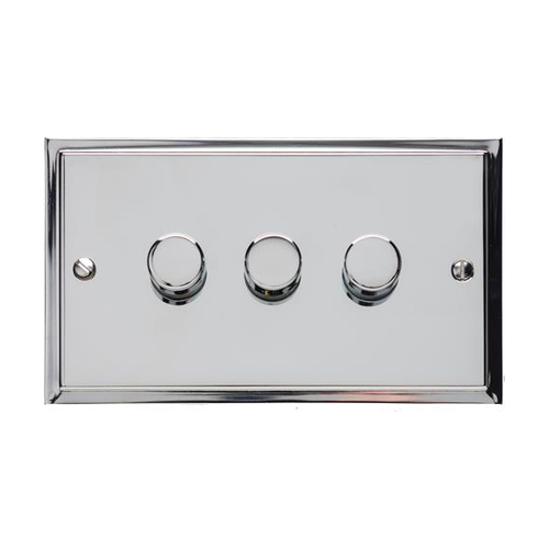 Elite Stepped Plate Range Polished Chrome Switches & Sockets, S02 - 3 Gang Dimmer 400 watts (Compatible with halogen/ incandescent bulbs) by Heritage Brass By M-Marcus