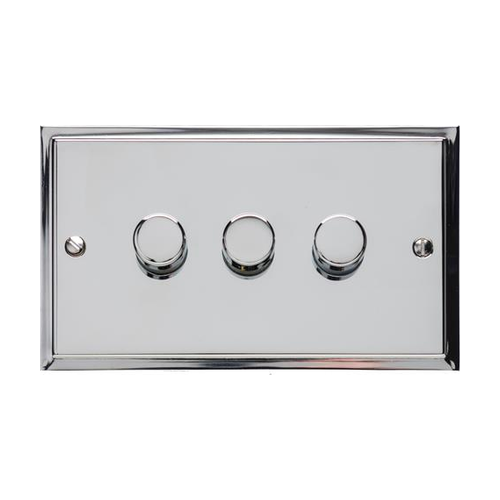 Elite Stepped Plate Range Polished Chrome Switches & Sockets, S02 - 3 Gang Dimmer 400 watts (Compatible with halogen/ incandescent bulbs) by Heritage Brass By M-Marcus