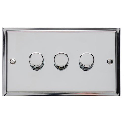 Elite Stepped Plate Range Polished Chrome Switches & Sockets, S02 - 3 Gang TED Dimmer (Compatible with LED Lamps) by Heritage Brass By M-Marcus