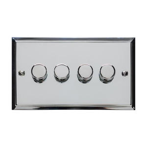 Elite Stepped Plate Range Polished Chrome Switches & Sockets, S02 - 4 Gang Dimmer 250 watts (Compatible with halogen/ incandescent bulbs) by Heritage Brass By M-Marcus
