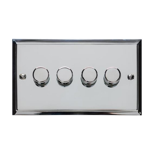 Elite Stepped Plate Range Polished Chrome Switches & Sockets, S02 - 4 Gang Dimmer 250 watts (Compatible with halogen/ incandescent bulbs) by Heritage Brass By M-Marcus