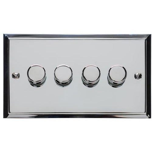 Elite Stepped Plate Range Polished Chrome Switches & Sockets, S02 - 4 Gang Dimmer 400 watts(Compatible with halogen/ incandescent bulbs) by Heritage Brass By M-Marcus