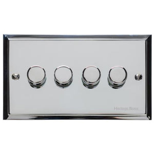 Elite Stepped Plate Range Polished Chrome Switches & Sockets, S02 - 4 Gang TED Dimmer (Compatible with LED Lamps) by Heritage Brass By M-Marcus