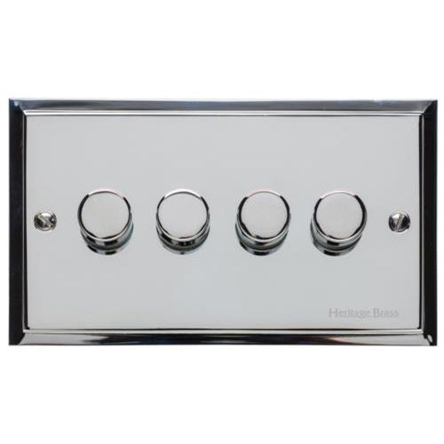 Elite Stepped Plate Range Polished Chrome Switches & Sockets, S02 - 4 Gang TED Dimmer (Compatible with LED Lamps) by Heritage Brass By M-Marcus