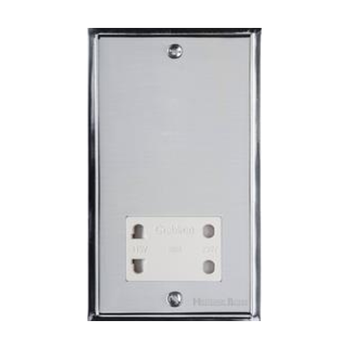 Elite Stepped Plate Range Polished Chrome Switches & Sockets, S02 - Shaver Socket Output Voltage 110/240V by Heritage Brass By M-Marcus