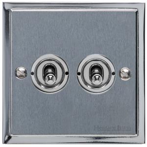 Elite Stepped Plate Range - Satin Chrome - 2 Gang Dolly Switch