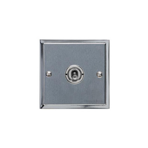 Elite Stepped Plate Range Satin Chrome Switches & Sockets, S03 - 1 Gang Intermediate Toggle Switch by Heritage Brass By M-Marcus