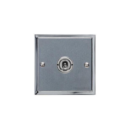 Elite Stepped Plate Range Satin Chrome Switches & Sockets, S03 - 1 Gang Intermediate Toggle Switch by Heritage Brass By M-Marcus