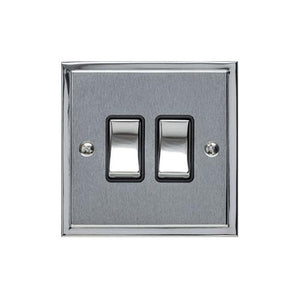 Elite Stepped Plate Range Polished Chrome Switches & Sockets, S02 - 2 Gang Rocker Switch by Heritage Brass By M-Marcus