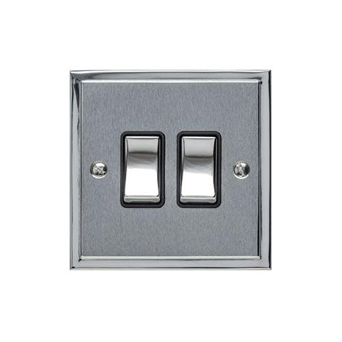 Elite Stepped Plate Range Polished Chrome Switches & Sockets, S02 - 2 Gang Rocker Switch by Heritage Brass By M-Marcus