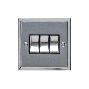 Elite Stepped Plate Range Polished Chrome Switches & Sockets, S02 - 3 Gang Rocker Switch by Heritage Brass By M-Marcus