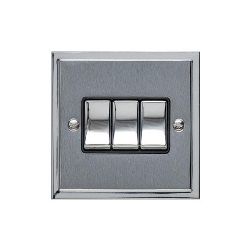 Elite Stepped Plate Range Polished Chrome Switches & Sockets, S02 - 3 Gang Rocker Switch by Heritage Brass By M-Marcus