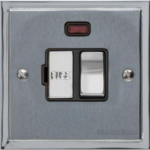 Elite Stepped Plate Range - Satin Chrome - Switched Spur with Neon (13 Amp)