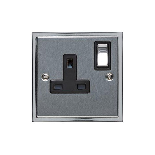 Elite Stepped Plate Range Satin Chrome Switches & Sockets, S03 - Single Socket (13 Amp) by Heritage Brass By M-Marcus