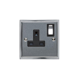 Elite Stepped Plate Range Satin Chrome Switches & Sockets, S03 - Single Socket (13 Amp) by Heritage Brass By M-Marcus