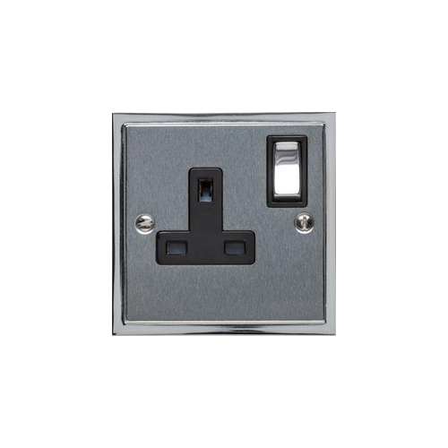 Elite Stepped Plate Range Satin Chrome Switches & Sockets, S03 - Single Socket (13 Amp) by Heritage Brass By M-Marcus