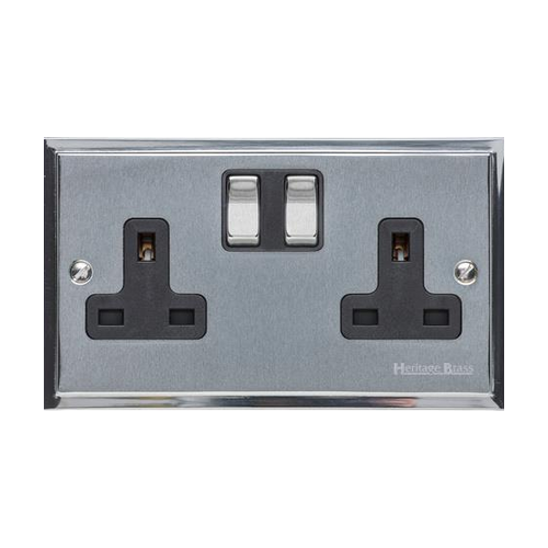 Elite Stepped Plate Range Satin Chrome Switches & Sockets, S03 - 20A Double Pole Switch by Heritage Brass By M-Marcus