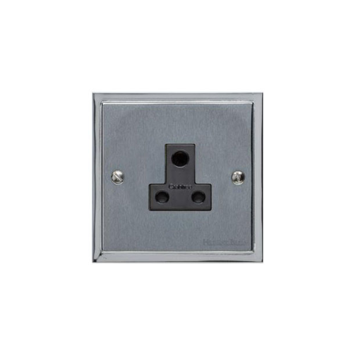 Elite Stepped Plate Range Satin Chrome Switches & Sockets, S03 - 5 Amp 3 Round Pin Socket by Heritage Brass By M-Marcus