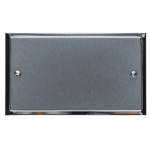 Elite Stepped Plate Range Satin Chrome Switches & Sockets, S03 - Double Blank Plate by Heritage Brass By M-Marcus