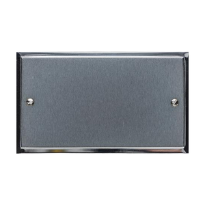 Elite Stepped Plate Range Satin Chrome Switches & Sockets, S03 - Double Blank Plate by Heritage Brass By M-Marcus