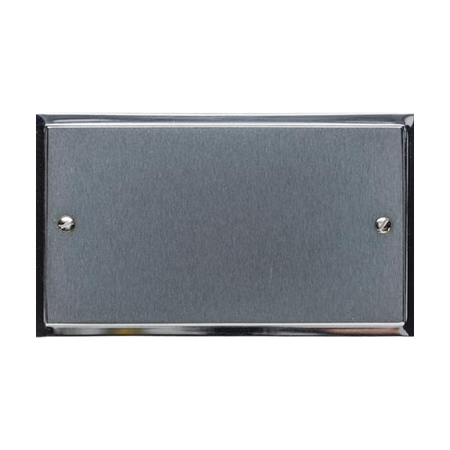 Elite Stepped Plate Range Satin Chrome Switches & Sockets, S03 - Double Blank Plate by Heritage Brass By M-Marcus