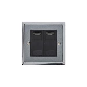 Elite Stepped Plate Range Satin Chrome Switches & Sockets, S03 - 2 Gang RJ45 by Heritage Brass By M-Marcus