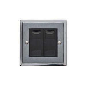 Elite Stepped Plate Range Satin Chrome Switches & Sockets, S03 - 2 Gang RJ45 by Heritage Brass By M-Marcus