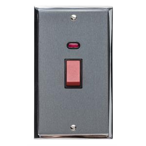 Elite Stepped Plate Range - Satin Chrome - 45A Switch with Neon (tall plate)