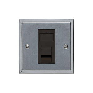 Elite Stepped Plate Range - Satin Chrome - 1 Gang RJ45