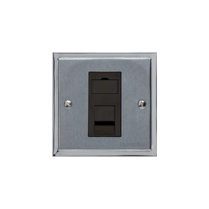 Elite Stepped Plate Range Satin Chrome Switches & Sockets, S03 - 1 Gang RJ45 by Heritage Brass By M-Marcus