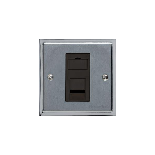 Elite Stepped Plate Range Satin Chrome Switches & Sockets, S03 - 1 Gang RJ45 by Heritage Brass By M-Marcus