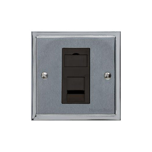 Elite Stepped Plate Range Satin Chrome Switches & Sockets, S03 - 1 Gang RJ45 by Heritage Brass By M-Marcus