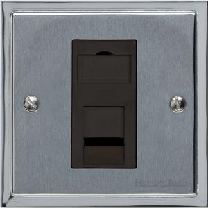 Elite Stepped Plate Range - Satin Chrome - 1 Gang RJ11