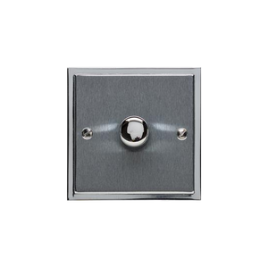 Elite Stepped Plate Range Satin Chrome Switches & Sockets, S03 - 1 Gang Dimmer 250 watts (Compatible with halogen/ incandescent bulbs) by Heritage Brass By M-Marcus