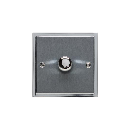 Elite Stepped Plate Range Satin Chrome Switches & Sockets, S03 - 1 Gang Dimmer 250 watts (Compatible with halogen/ incandescent bulbs) by Heritage Brass By M-Marcus