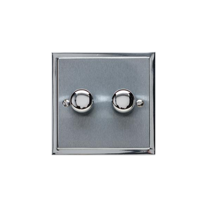 Elite Stepped Plate Range Satin Chrome Switches & Sockets, S03 - 2 Gang Dimmer 250 watts (Compatible with halogen/ incandescent bulbs) by Heritage Brass By M-Marcus