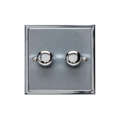 Elite Stepped Plate Range Satin Chrome Switches & Sockets, S03 - 2G Multi Location Primary Dimmer by Heritage Brass By M-Marcus