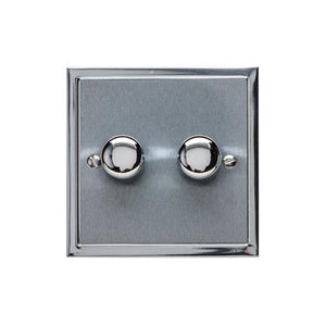 Elite Stepped Plate Range Satin Chrome Switches & Sockets, S03 - 2G Multi Location Secondary Dimmer by Heritage Brass By M-Marcus
