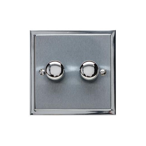 Elite Stepped Plate Range Satin Chrome Switches & Sockets, S03 - 2G Multi Location Secondary Dimmer by Heritage Brass By M-Marcus