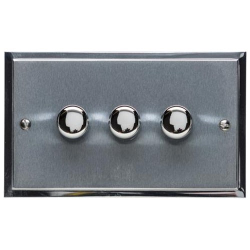 Elite Stepped Plate Range Satin Chrome Switches & Sockets, S03 - 3G Multi Location Secondary Dimmer by Heritage Brass By M-Marcus