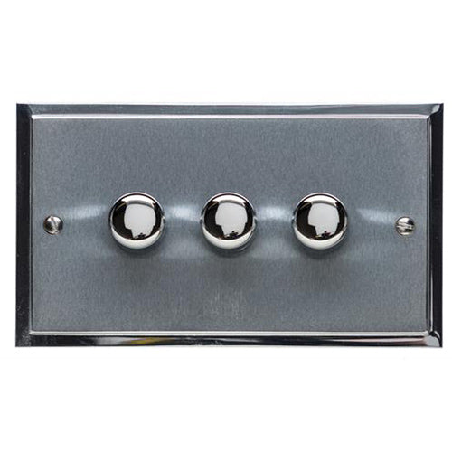 Elite Stepped Plate Range Satin Chrome Switches & Sockets, S03 - 3G Multi Location Secondary Dimmer by Heritage Brass By M-Marcus