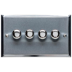 Elite Stepped Plate Range Satin Chrome Switches & Sockets, S03 - 4G Multi Location Secondary Dimmer by Heritage Brass By M-Marcus