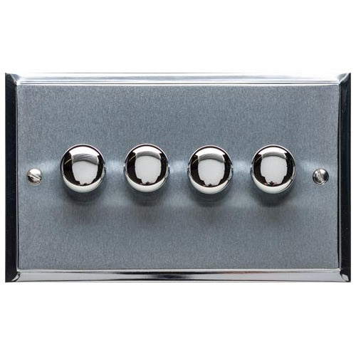 Elite Stepped Plate Range Satin Chrome Switches & Sockets, S03 - 4G Multi Location Secondary Dimmer by Heritage Brass By M-Marcus