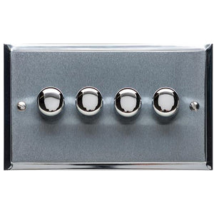 Elite Stepped Plate Range Satin Chrome Switches & Sockets, S03 - 4G Multi Location Secondary Dimmer by Heritage Brass By M-Marcus