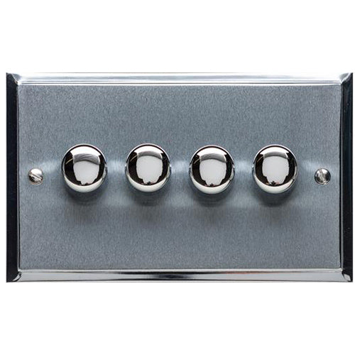 Elite Stepped Plate Range Satin Chrome Switches & Sockets, S03 - 4G Multi Location Primary Dimmer by Heritage Brass By M-Marcus