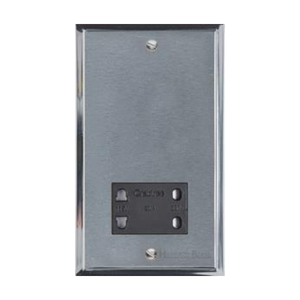 Elite Stepped Plate Range Satin Chrome Switches & Sockets, S03 - Shaver Socket Output Voltage 110/240V by Heritage Brass By M-Marcus